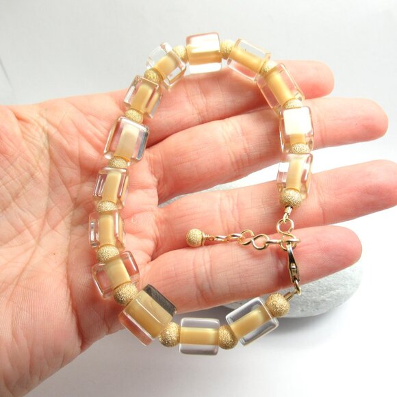Cane glass and gold bracelet - Picture 10 of 14